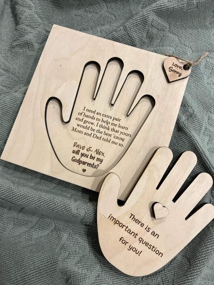 Godparent Hand Card Wood