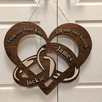 Heart anniversary sign wooden