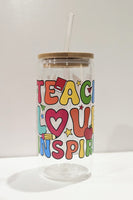 
              Glass Bamboo Tumblers Teachers 16oz
            