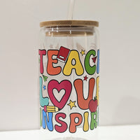 Glass Bamboo Tumblers Teachers 16oz