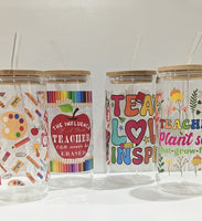 
              Glass Bamboo Tumblers Teachers 16oz
            