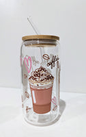 
              Glass Bamboo Tumblers Coffee theme 16oz
            