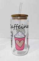 
              Glass Bamboo Tumblers Coffee theme 16oz
            