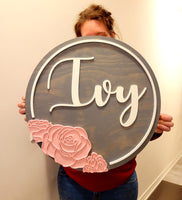 
              Rose Border Name Round Sign
            