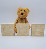 
              ONE BIRTHDAY photo display scrabble Tiles
            