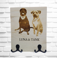 
              Real Photo Pet Engraved Leash Hanger Sign
            