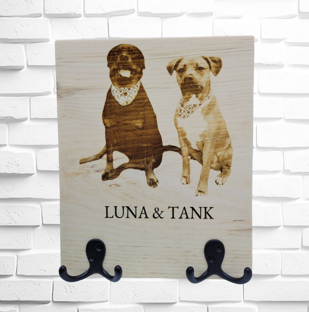 Real Photo Pet Engraved Leash Hanger Sign