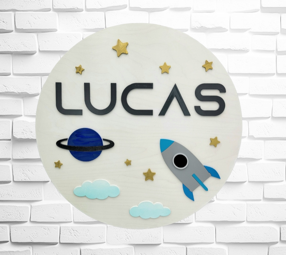 Space Themed Name Round Sign